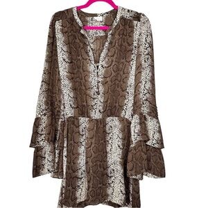 PARKER- LONG SLEEVE SNAKE SKIN DRESS, MINI